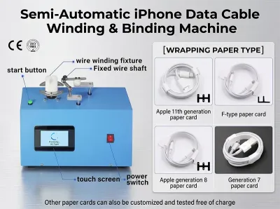 Poloautomatický stroj na navíjení a vázání datových kabelů iPhone WPM-K287