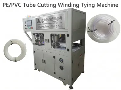 Automatický stroj na řezání, navíjení a vázání ohebných PVC trubek 02SL