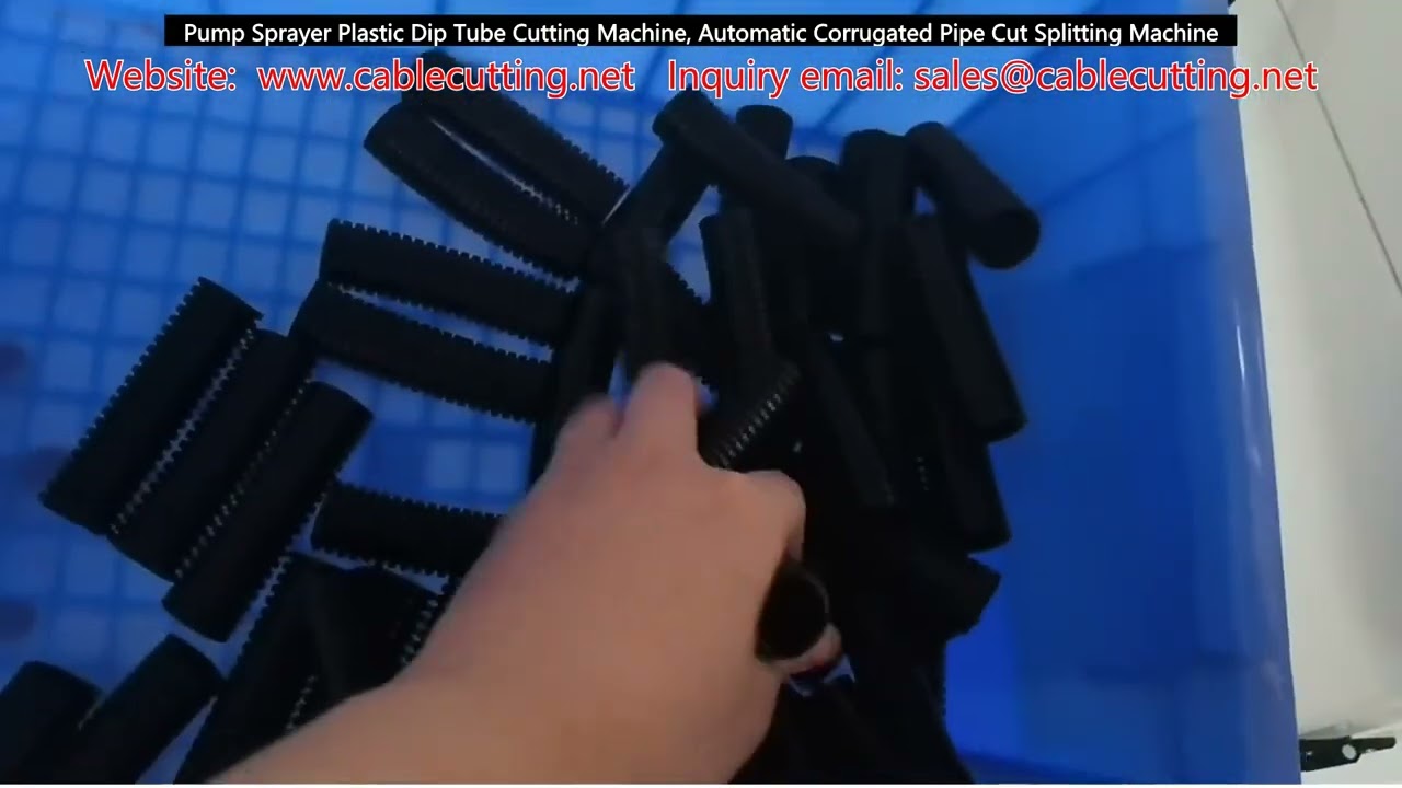 Automatic Plastic Dip Tube & Corrugated Pipe Cutting and Splitting Machine