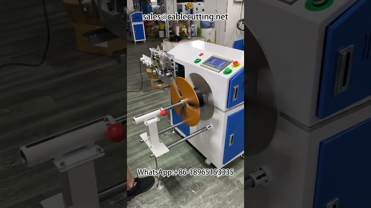 Automatický stroj na počítání metráže, řezání a navíjení kabelů #Stroj na navíjení s měřením délky #