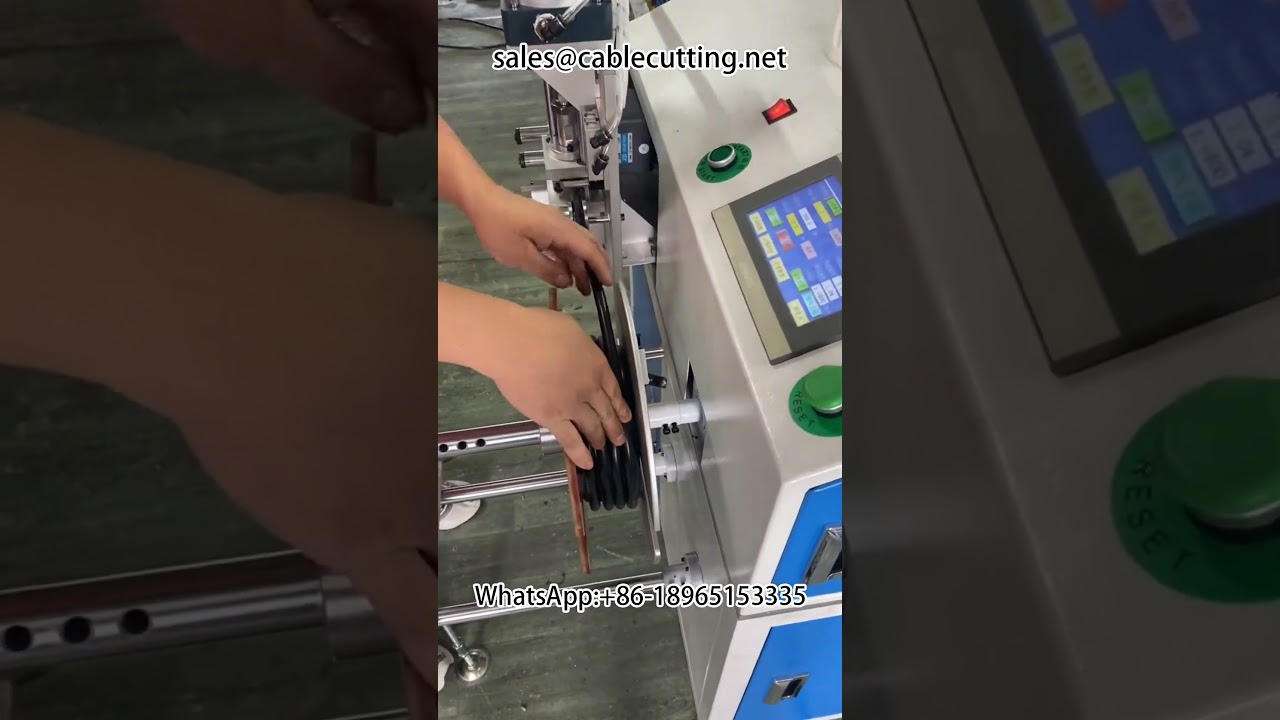 Automatický stojanový stroj na počítání metrů, řezání, navíjení a vázání kabelů #počítánímetrů