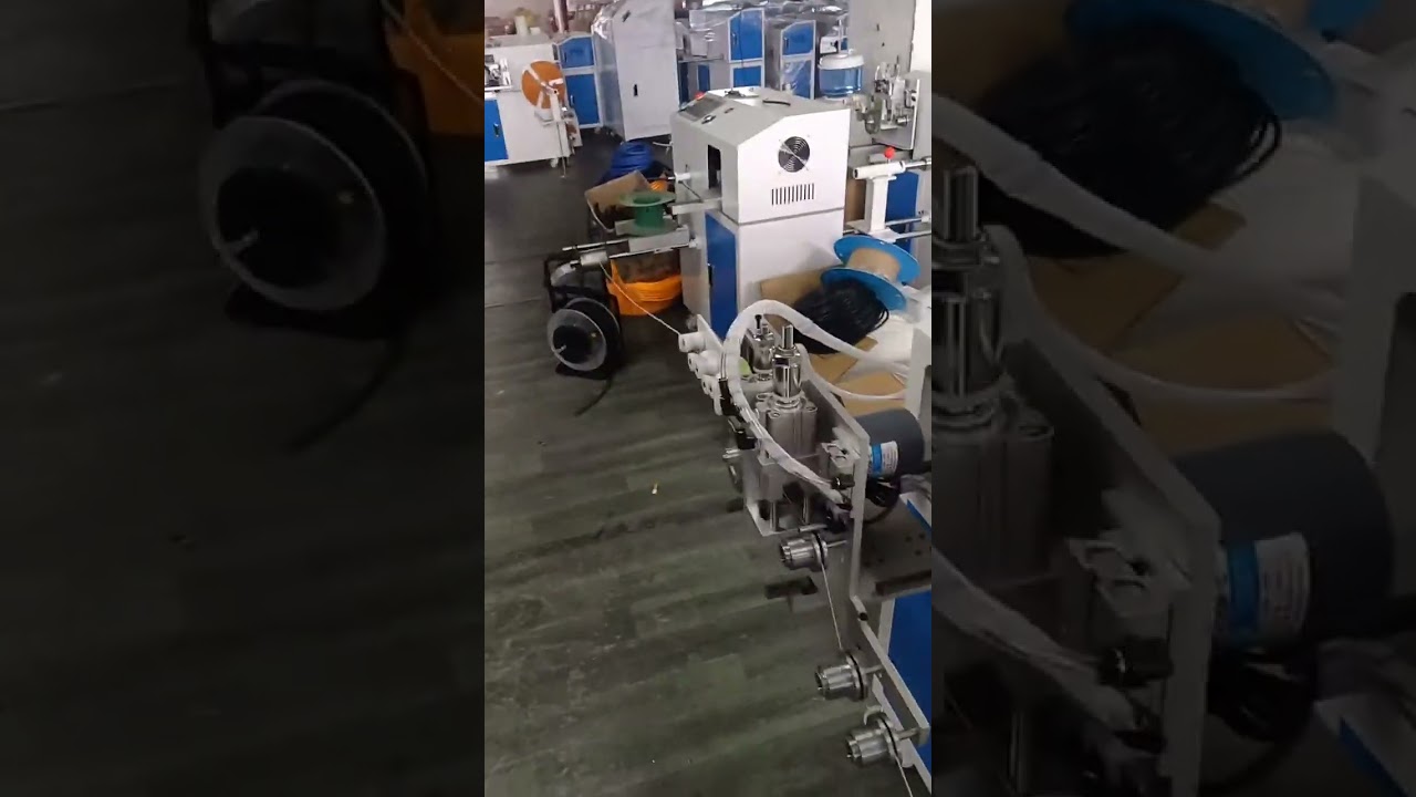 Stojanový automatický třídicí, řezací a navíjecí stroj pro koaxiální RF kabely #továrna